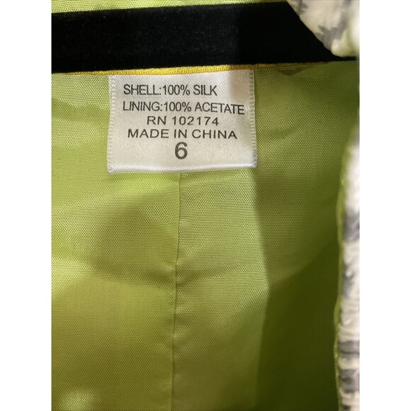 FLORES & FLORES Size 6, 100% Silk Crinkle Top Blazer Jacket Set Animal Print - Picture 4 of 12